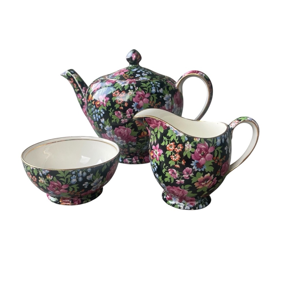 Royal Winton Grimwades Chelsea Chintz Teapot Sugar Bowl and Creamer Set 1952